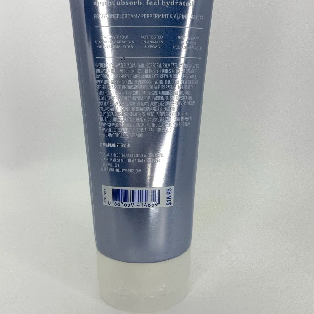 Bath & Body Works Water‎ Ultra Hydration Body Cream Winter Mint 8 oz New